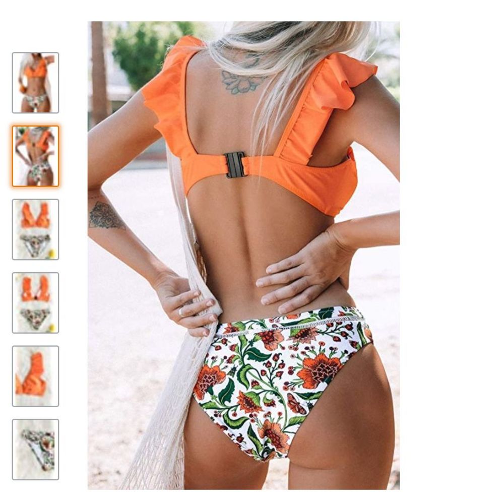 CUPSHE Floral & Ruffle Bikini_5